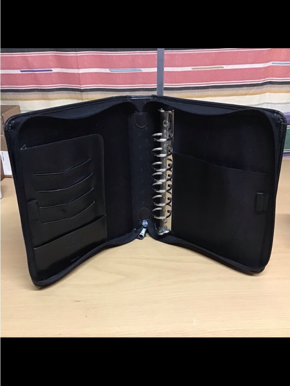 Franklin Quest Black Leather Planner Binder 7 Ring